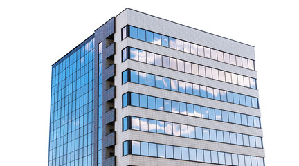 View of a modern city office building with large windows - obrazy, fototapety, plakaty