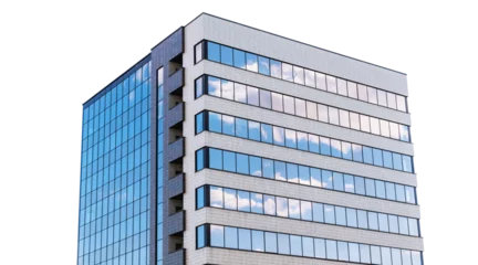 Foto op Plexiglas View of a modern city office building with large windows © Сергей Старостов