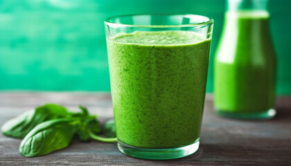 Organic green smoothie, a refreshing drink for healthy lifestyle vitality generated by AI