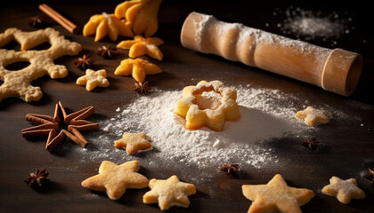 Homemade shortbread baked in star shape, a sweet indulgence generated by AI