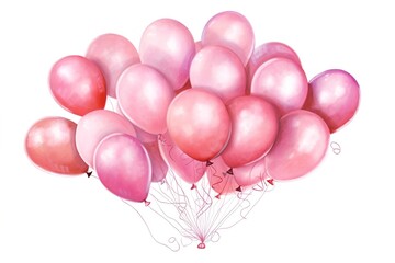 pink balloons isolated on white background. Generated by AI.