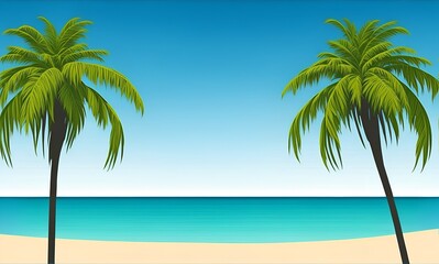 Fototapeta na wymiar palm trees border on the beach