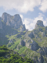 Limestone mountain formation with rocks all over the hil