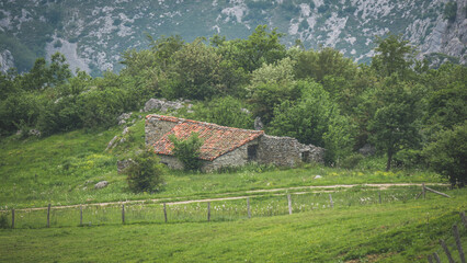 Old traditional house of stone in the middle of the moutains