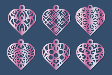 A collection of Earrings templates with geometric shapes. Isolated stencils pattern suitable for handmade work, laser cutting and printing.