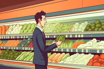 A peson choosing healthy food at the supermarket