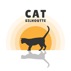 Cat silhouette vector illustration, flat design with cats