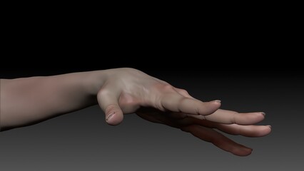 Fototapeta premium Female Arm and Hand Sculpt pose render of background. 3d rendering