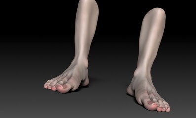 Female Foot Sculpt pose render of background. 3d rendering