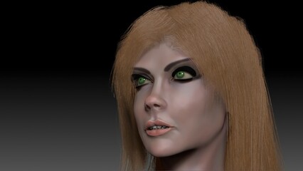 Female Head Sculpt pose render of background. 3d rendering