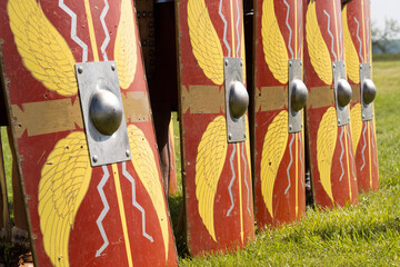 Ancient Roman legionary red shields