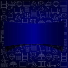Logistic business wallpaper. Delivery and distribution pattern. Global logistics pattern in dark blue.  Logistics background with text space  with shadow for website, presentation, design . EPS10.