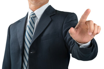 Businessman Finger Pressing an Imaginary Button
