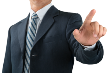 Businessman Finger Pressing an Imaginary Button