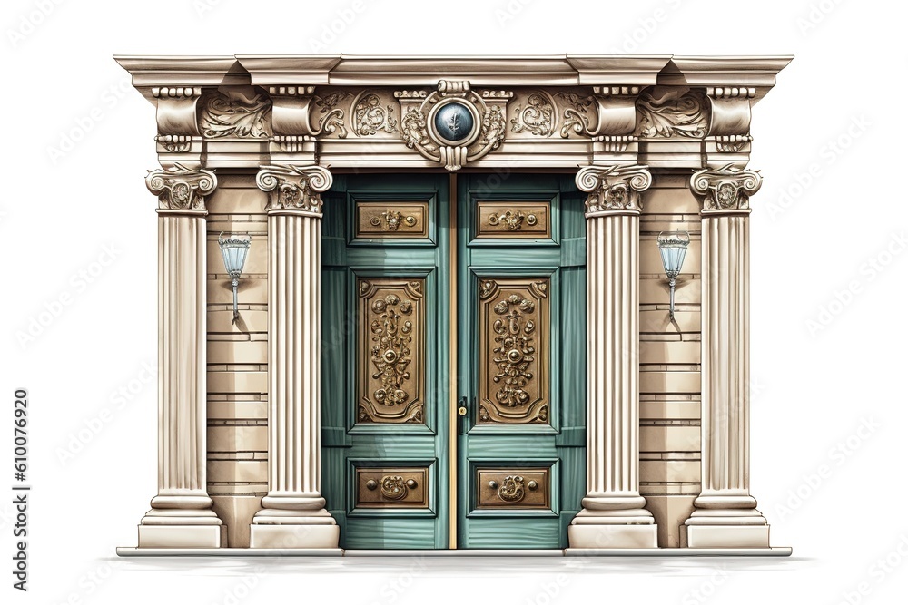 Poster front door isolated on white background. generated by ai.