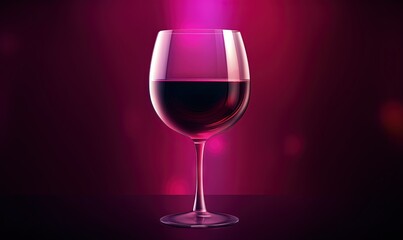  a glass of red wine on a dark background with a red light behind it and a red light behind it in the middle of the glass.  generative ai