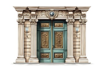 Obraz premium front door isolated on white background. Generated by AI.