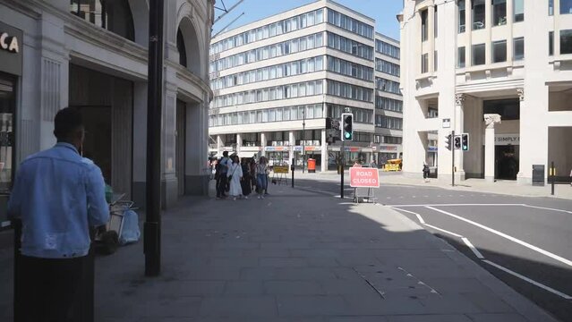 Time lapse. A walk through the city of London on a sunny day.