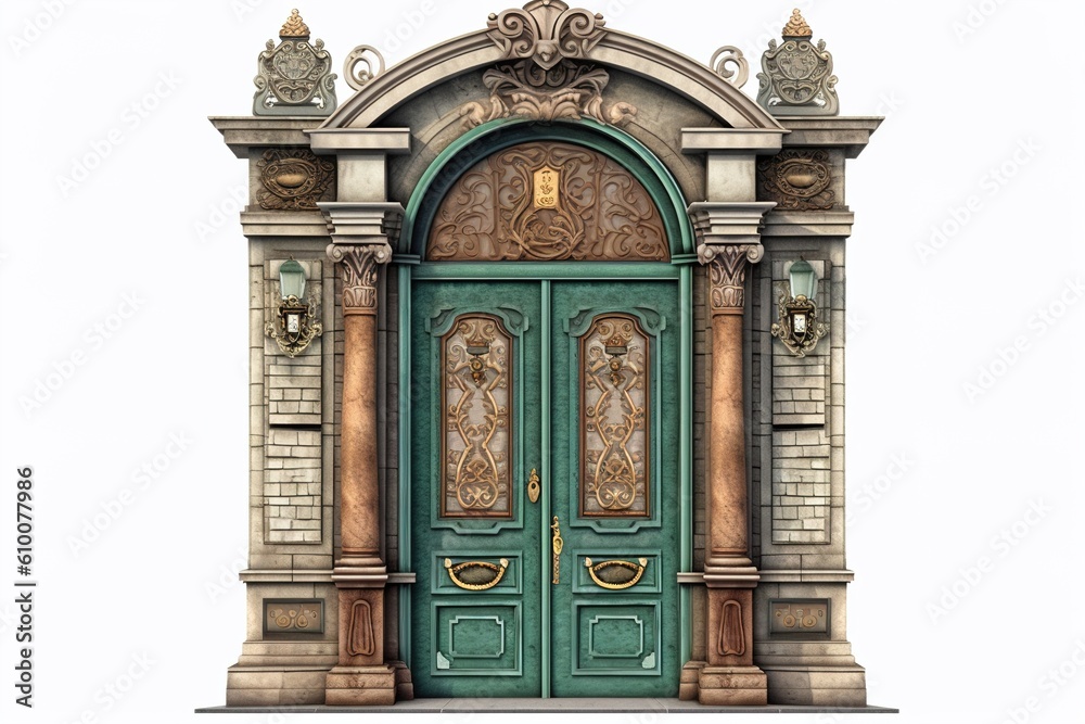 Poster front door isolated on white background. generated by ai.