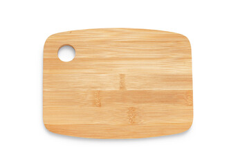 Wooden kitchen cutting board isolated on white background