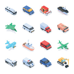 Pack of Automotives Isometric Icons 

