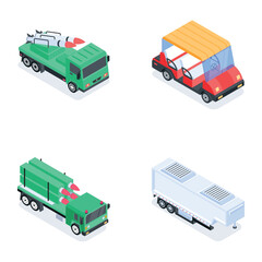 Set of Automobiles Isometric Icons 

