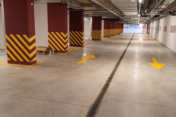 Underground car parking. Application of markings