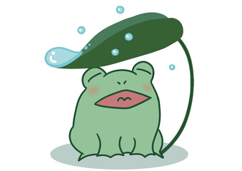 雨宿りするカエル