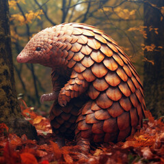 Endangered Pangolin in Natural Habitat: Unique Wildlife Photography - Environmental Conservation Concept