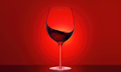 Naklejka na ściany i meble a red wine glass sitting on top of a table next to a red wall with a red light in the middle of the glass and a red background. generative ai