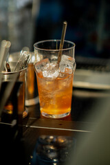 Fresh summer cocktail in the bar on the counter top