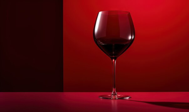 a glass of red wine on a red table with a red wall in the backgrounnd of the image and a red wall in the background.  generative ai
