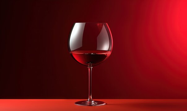  a glass of red wine sitting on a table next to a red wall with a red background and a red wall behind it with a red light in the middle.  generative ai