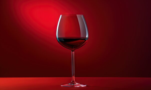  a glass of red wine sitting on a table next to a red wall with a red light in the background and a red light in the middle of the glass.  generative ai