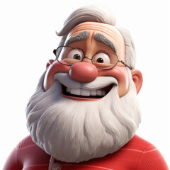 Cartoon santa claus smiling on white background