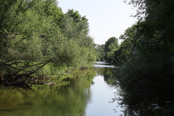 Fototapeta premium La rivière Marne, ville de Saint Dizier, département de la Haute Marne, France