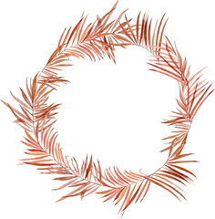 Obraz premium watercolor wreath with branches of dry plants on white background