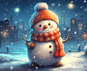 Smiling snowman illustration