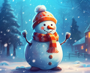 Smiling snowman illustration