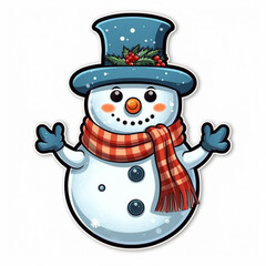 Smiling snowman illustration on white background