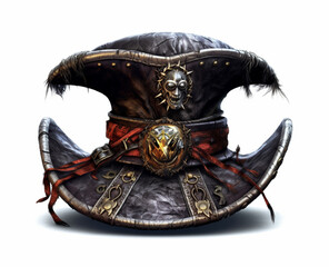 Isolated pirate hat, white background, halloween concept.