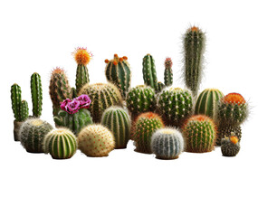 Set of Cactus cereus isolated on the transparent background PNG. AI generative.