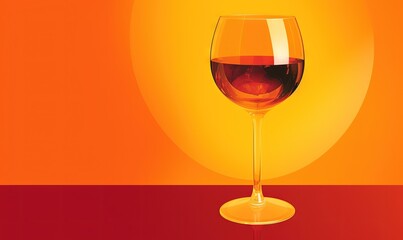  a glass of red wine on a red and yellow background with a red and yellow background behind it and a red and yellow background behind it.  generative ai