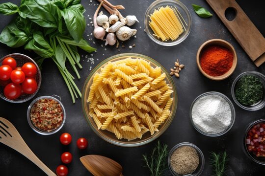 stock photo of Macaroni in the kitchen and stuff tools Food Photography AI Generated
