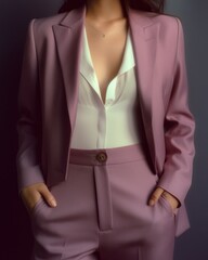 Elegant and Colorful Formal Purple Woman Blazer for the Office. Torso only, isolated on plain background. Generative AI illustration.