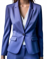 Elegant and Colorful Formal Royal Blue Woman Blazer for the Office. Torso only, isolated on plain background. Generative AI illustration.