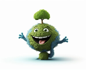 Tree with smiling face, isolated white background	