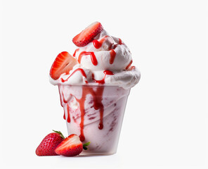 Strawberry Sundae isolated on white background