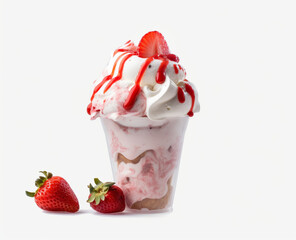 Strawberry Sundae isolated on white background