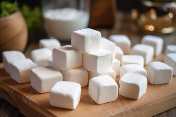 stock photo of marshmallow on the kitchen flat lay Food Photography AI Generated